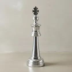 KADIMA DESIGN 70 cm Schachfigur aus poliertem Aluminium, Silberfarben - Stilvolle Dekoration