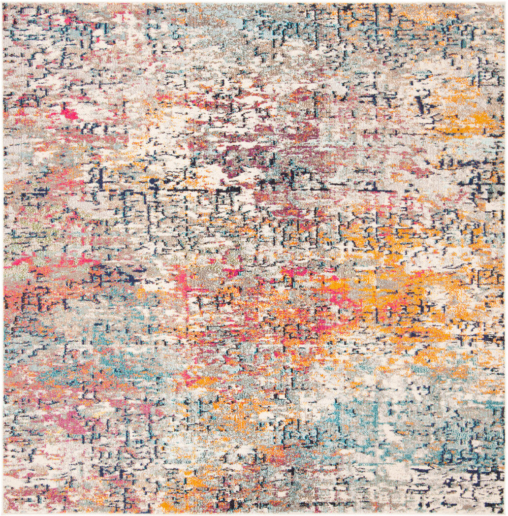 Rio Farmersville Abstract Area Rug Pink Square 201 cm