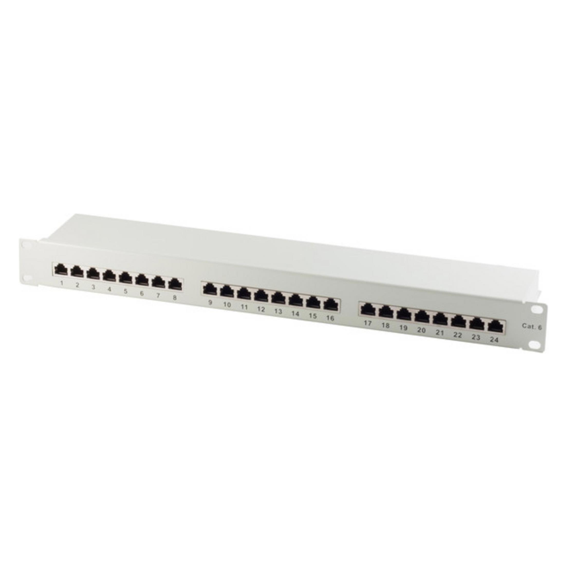 S-Conn Patchpanel Cat.6 Rackeinbau 48,3 cm (19") 24-Port lichtgrau (75074)