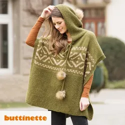 Strickanleitung – Kapuzenponcho mit Jacquardmuster aus Woll Butt Heidi