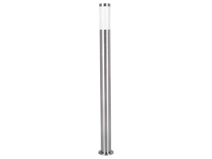 Eglo Lampadaire Helsinki 1\, borne lumineuse pour jardin et chemin\, potelet éclairage extérieur en acier inox et plastique\, lampe sur pied en aspect argenté et blanc\, douille E27\, IP65
