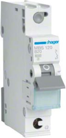 Hager Disjoncteur unipolaire B-20A, 6kA, 1M QC MBS120 (MBS120)