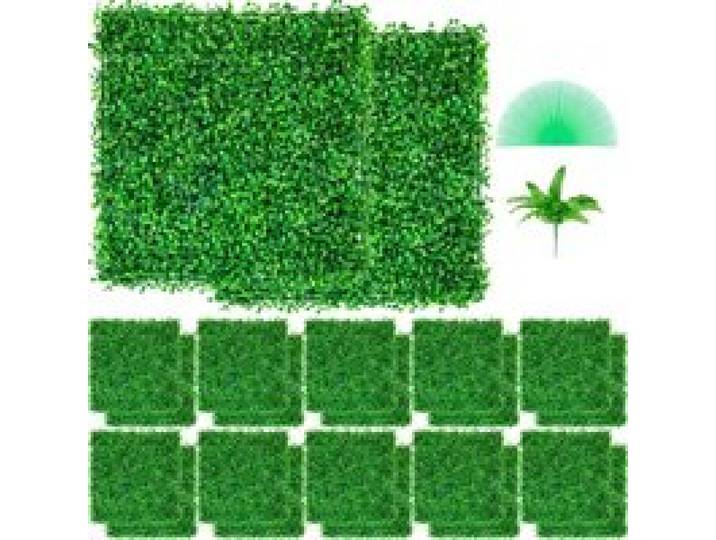 VEVOR Künstliche Pflanzenwand 24 Stk. 10 x 10 Zoll, Sichtschutz Hecke Künstlich Grün, Künstliche Buchsbaumplatte PE, Sichtschutz Kunstpflanzen 25 x 25 cm Sichtschutzhecke Wanddekoration Pflanzenwand