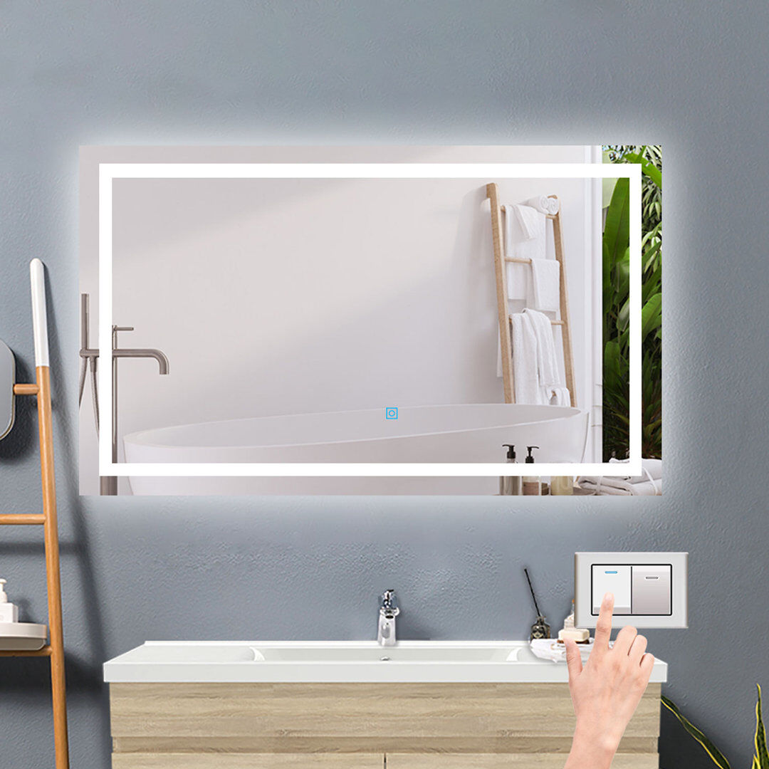 Metro Bethli Rectangle Wall Vanity Mirror White 60cm H x 100cm W