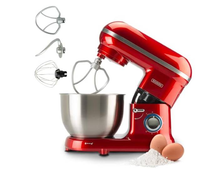 Küchenmaschine - Classic Kitchen Chef - Küchenmixer - Küchenroboter mit 4,5 Liter Fassungsvermögen, 1300-Watt-Motor (Rot)