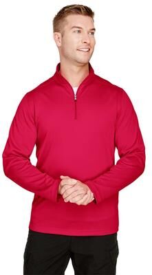 Harriton M748 Men's Advantage Snag Protection Plus Quarter-Zip Pullover T-Shirt in Red size 2XL   Polyester