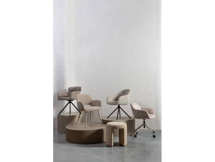 Esszimmerstuhl WOOOD Fenne aus Kunstleder mit Drehgestell aus Metall H 80 x B 58 cm , beige (natur, natur), B:58cm H:80cm T:60cm, Stühle, Esszimmerstuhl, Polterstuhl mit Drehfuss, gewebtem Stoff, Höhe 80 cm