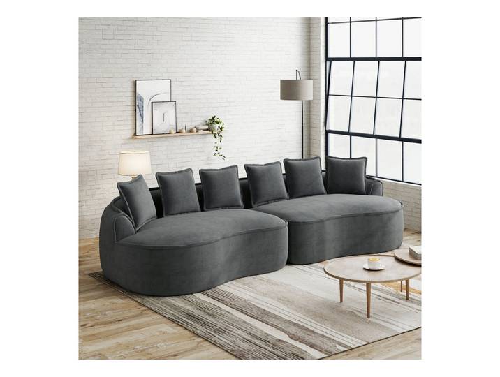 OKWISH Ecksofa L-/Mehrsitzer-Design, mit extra breiter Chaiselongue und komfortablen Armlehnen für entspanntes Liegen, Sitzen und Ausstrecken im Alltag 1 Teile