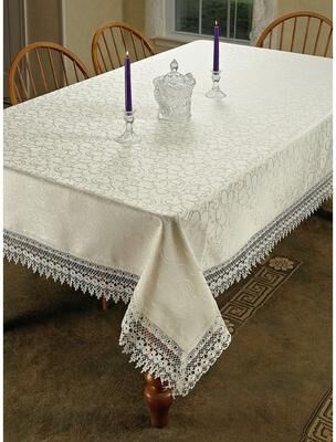 Violet Linen Flower Bow Vintage Lace Pattern Tablecloths
