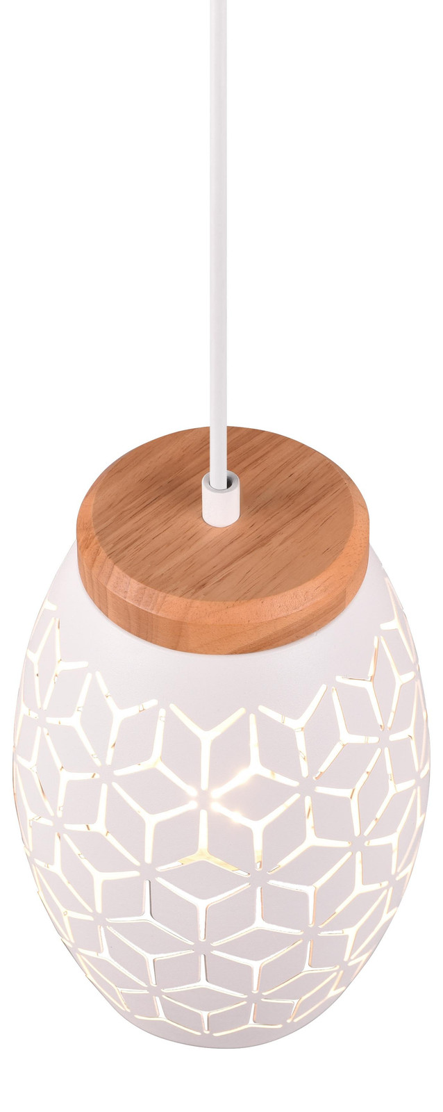 TRIO Bidar Design Hanglamp Wit Metaal en Hout met E27 fitting