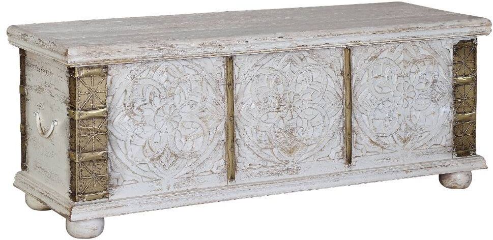Pharao24.de Holztruhe Truhe mit Metallgriffen und Ornament Muster