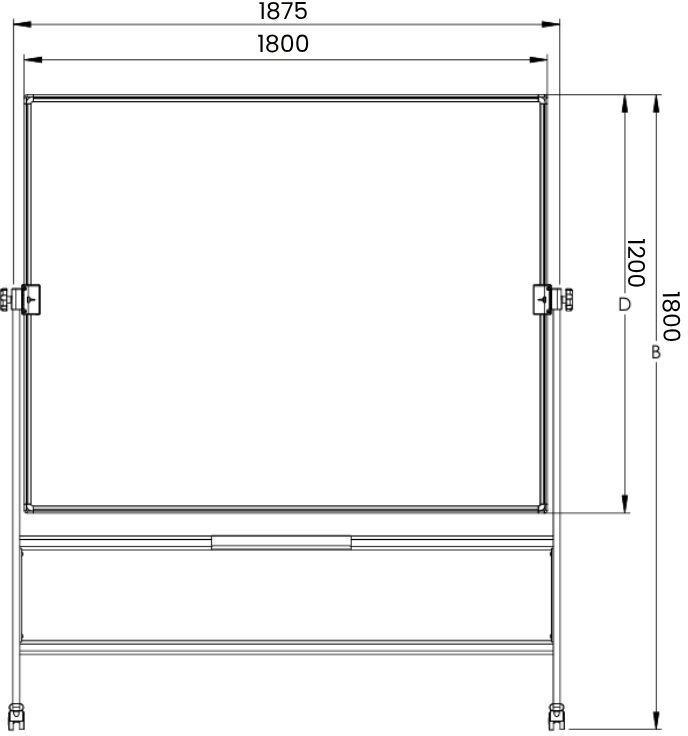 Bi-Office Mobile drehbare zweiseitiges Keramik-Whiteboard auf Rollen, magnetisch, 1800 x 1200 mm