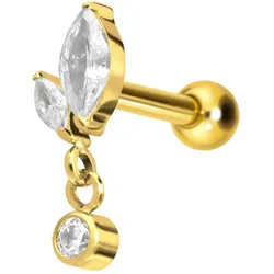 Titan Ohrpiercing mit Innengewinde KNOSPE + KRISTALL