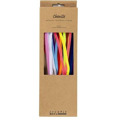 Creativ Company Chenilledraht, L 30 cm, Dicke 6 mm, sortiert Farben, 25 Stk sortiert