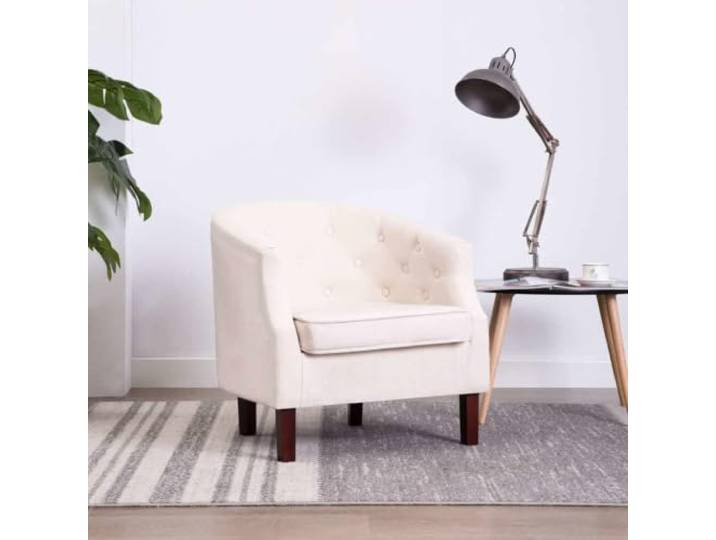 HEFZGDB Beiger Stoff Sessel mit Holzbeinen und Knopfheftung für Wohnzimmer Schlafzimmer Lounge Komfort Polsterung