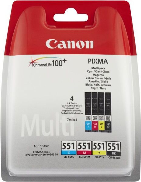 Canon CLI-551 C/M/Y/BK - 4 couleurs - Cartouche d'encre - Multipack