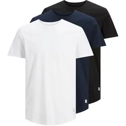 Jack & Jones Herren Rundhals T-Shirt JJENOA 3er PACK - Regular Fit - White 2White 1Black 12191765 - M