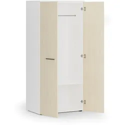 Garderobenschrank PRIMO WHITE, Kleiderstange, 800 x 500 x 1781 mm, weiß/Birke