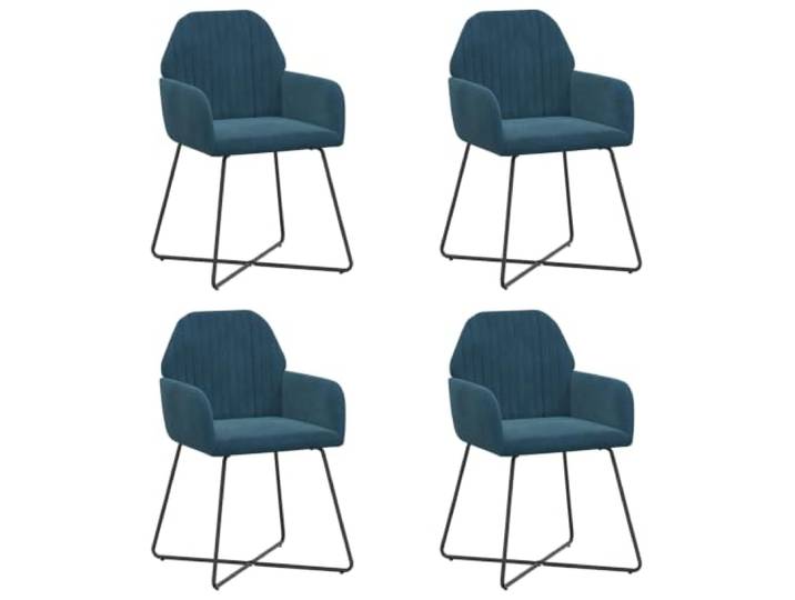 KLGBNCVE Esszimmerstühle 4 STK Samt Blau 55 x 50 x 84 cm Veloursbezug,Metallrahmen,atmungsaktiver Sitz,flache Armlehnen,pflegeleicht,Essbereich,Familienfeiern