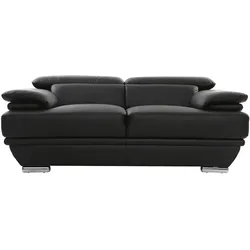 Design-Ledersofa zwei Plätze verstellbares Kopfstück Schwarz EWING - Büffelleder