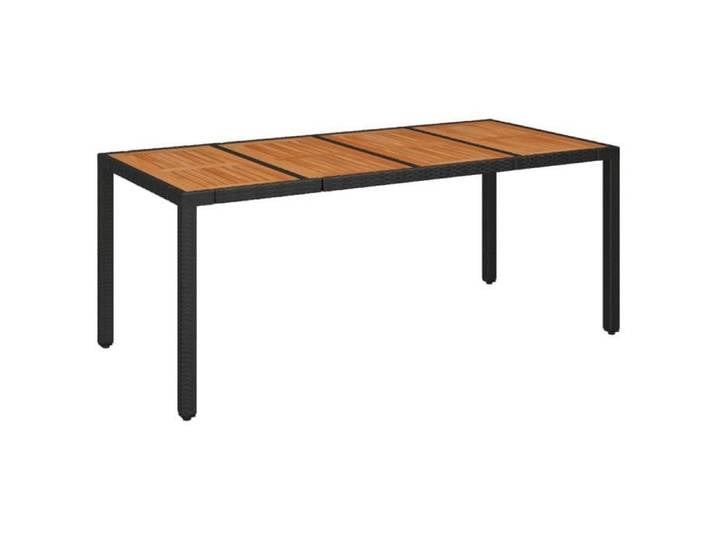“Winter Sale TOP Table de jardin Noir - Table de jardin dessus en bois Noir 190x90x75cm Résine tressée PRO78640