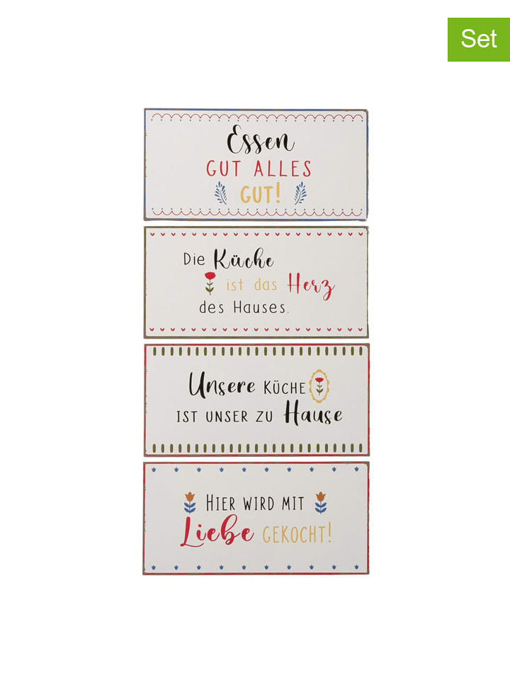 Boltze 4er-Set: Schilder "Petty" in Bunt - (B)40 x (H)20 cm - onesize