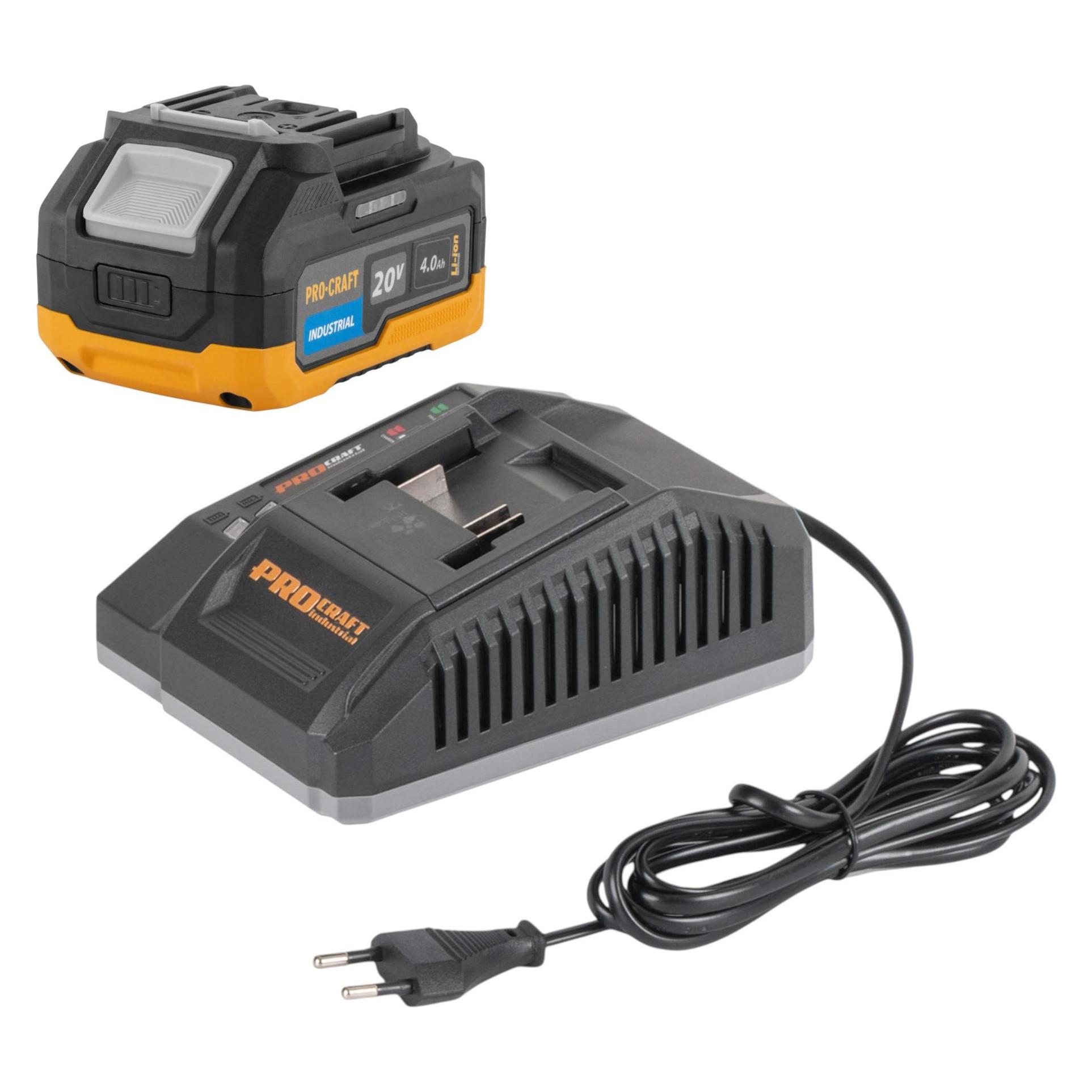 Procraft Starter Set 20 V C20/4 Ladegerät + 1x 20/4 Industrial Akku 4,0 Ah (20 V) (C20/4)