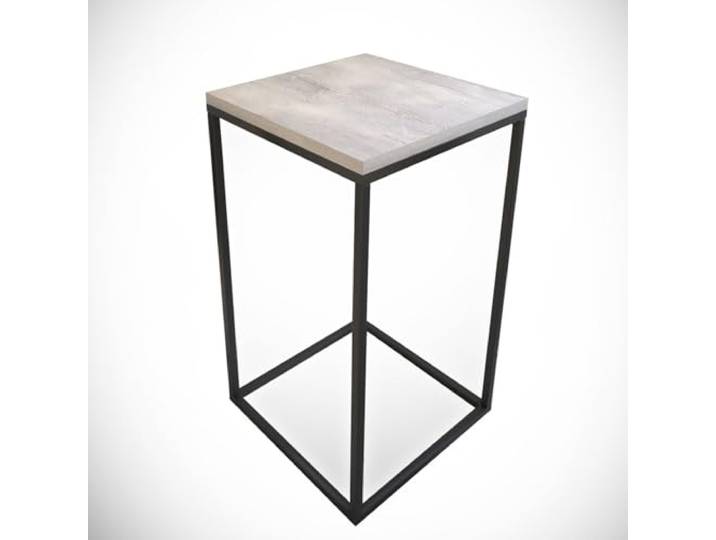 Hanah Home Moderner Beistelltisch, Eiche, 35 x 62 x 35 cm 100% melaminbeschichtete Spanplatte, 18 mm stark Stabile Metallbeine, Industriedesign