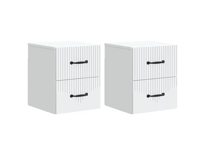 Heofavd 2er Set Wandnachttisch Weiß 34,5x33x40 cm Holzwerkstoff