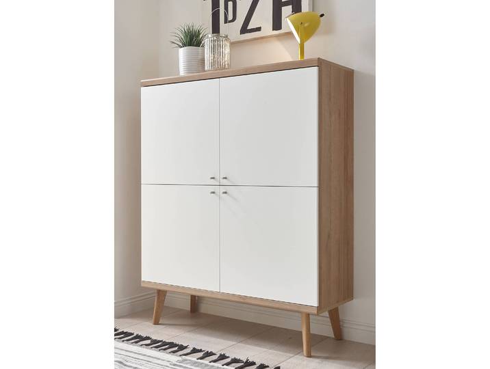 Highboard 107 x 134 x 40cm Braun/Weiß