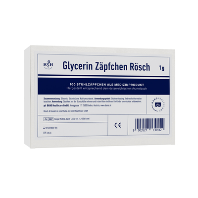 BANO Healthcare GmbH GLYCERIN ZÄPFCHEN Rösch 1 g gegen Verstopfung 100 St 13889311