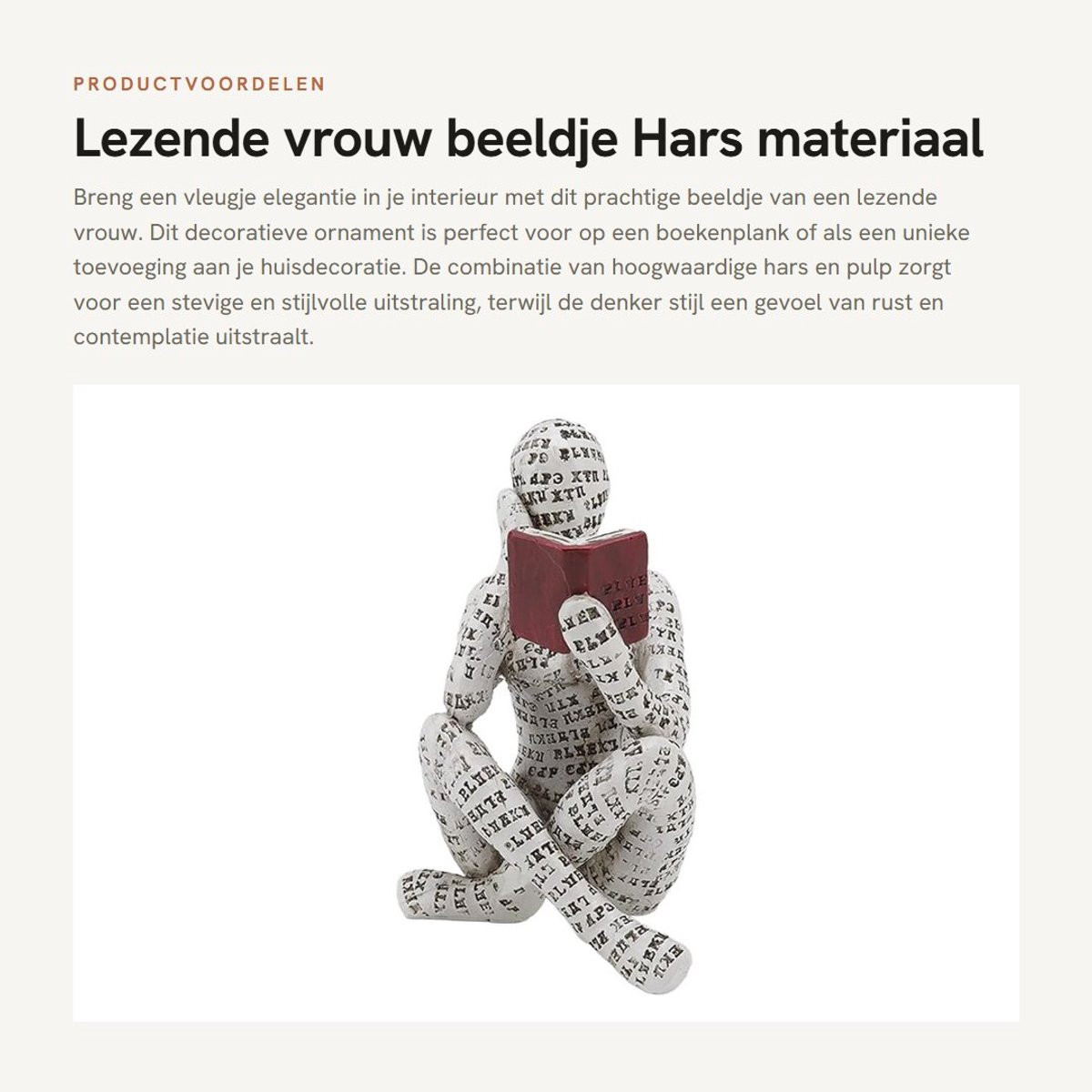 Dailygoods Beeldje Lezende Vrouw - Handgeschilderd Hars Ornament voor Tafeldecoratie