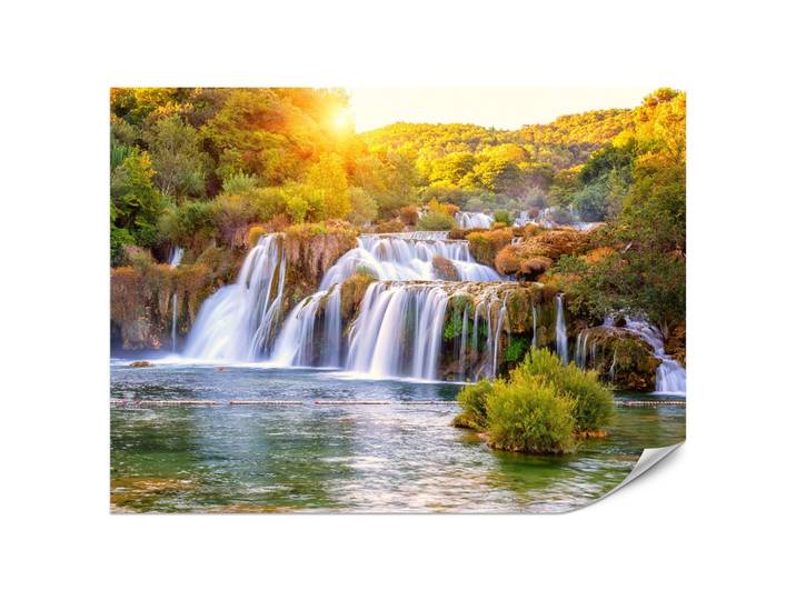 FOTOTAPETE für Esszimmer Wasserfall Sonnenaufgang Morgenlicht Bäume 200x140