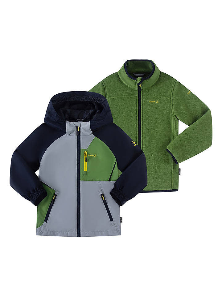 Kamik 3in1-Regenjacke "Silas" in Grau/ Schwarz/ Grün - 122