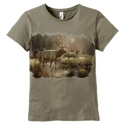 T-Shirt "Rotwild" Damen (Oliv), Hellgrün, L