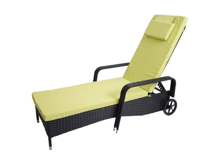 POLY-RATTAN SONNENLIEGE Anthrazit, Hellgrün