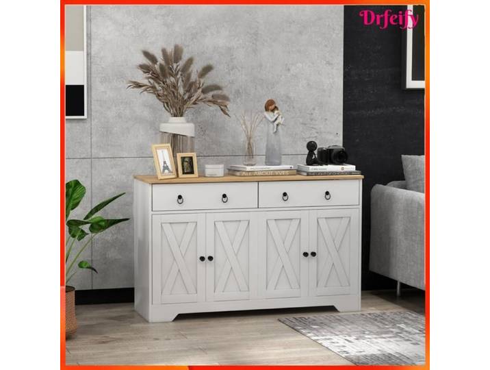 Buffet - AKOZON - 8951 - 2 tiroirs - 4 portes - Étagères réglables