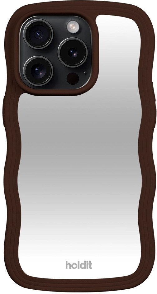Holdit iPhone 14 Pro Wavy Cover - Chocolate / Mirror