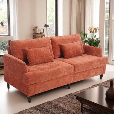 "68.9"" Chenille 2-Seater Mid-Century Modern Loveseat Sofa with Brown Wood Feet"