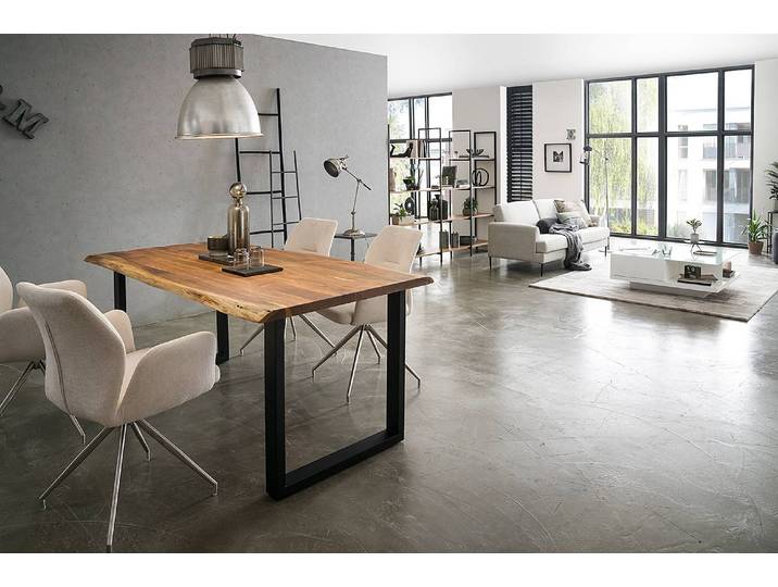 home24 Eettafel Ratopp 240cm bruin/beige U-vorm