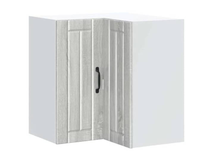 Helloshop26 Lucca 02_0050208 Eckschrank, Wandmontage, 57 x 57 x 60 cm, platzsparend, modernes Design, aus Holz, Grau