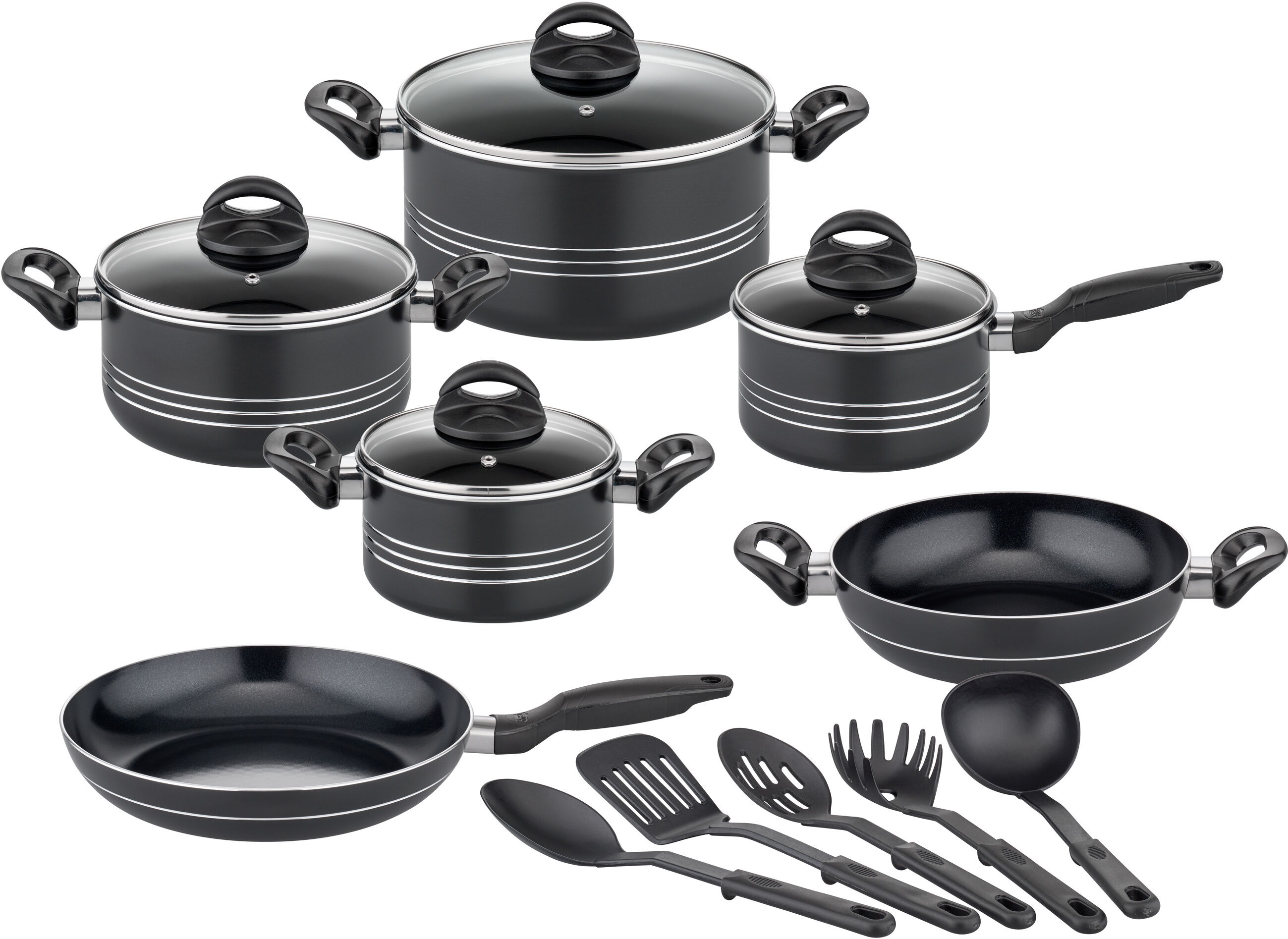 GSW Kochtopf-Set Milano Nero, 15-teilig, Aluminium