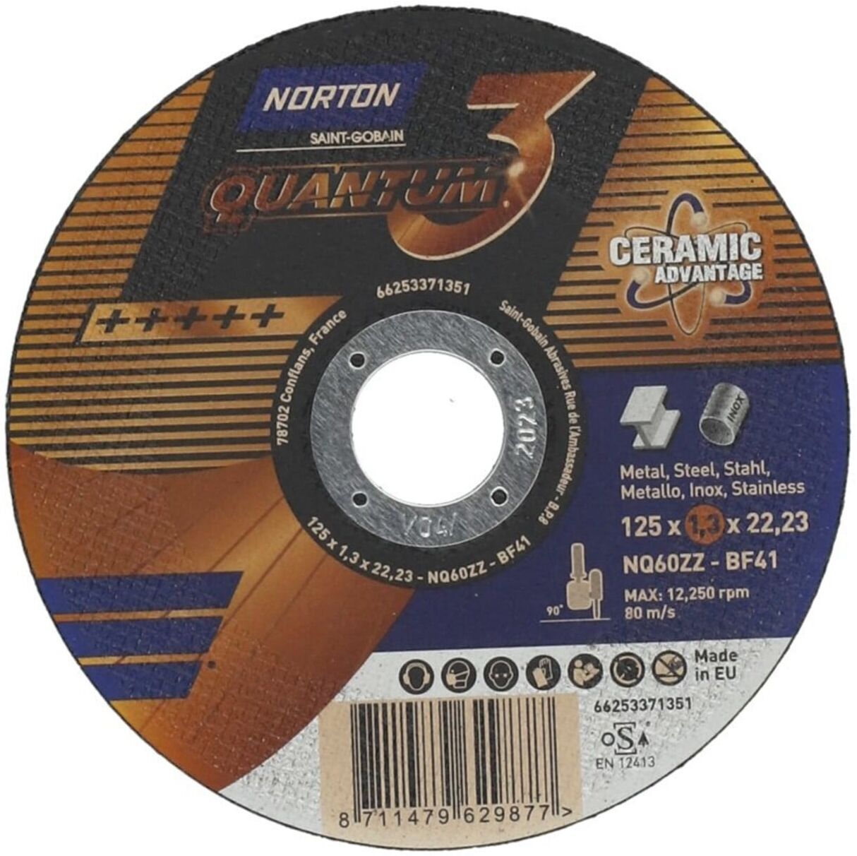 Norton QUANTUM 3-Metall Trennscheibe, gerade 125x1.3x22.23 ; Saint-Gobain (66253371351)