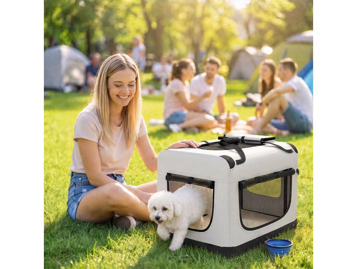 PawHut Transporteur Pliable Tissu Oxford Gris Clair Petit Chien