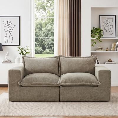 Uixe Comfy Cloud Chenille Upholstered Sectional Sofa with Pillow-Top Cushion