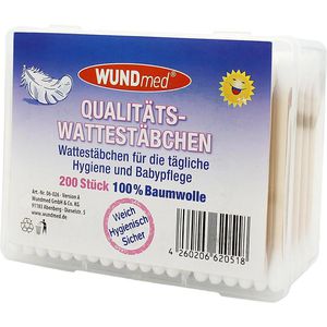 WUNDmed Wattestäbchen 06-026, Bambus, 7,5cm, Ø 4mm aus Baumwolle, 200 Stück