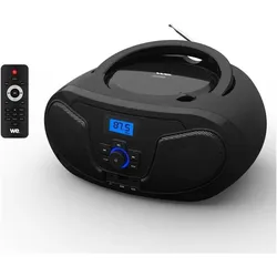 We-Vibe Lecteur Radio CD-USB(MP3)-Bluetooth avec télécommande, 2*2W Noir (AM, FM, Bluetooth), Radio, Schwarz