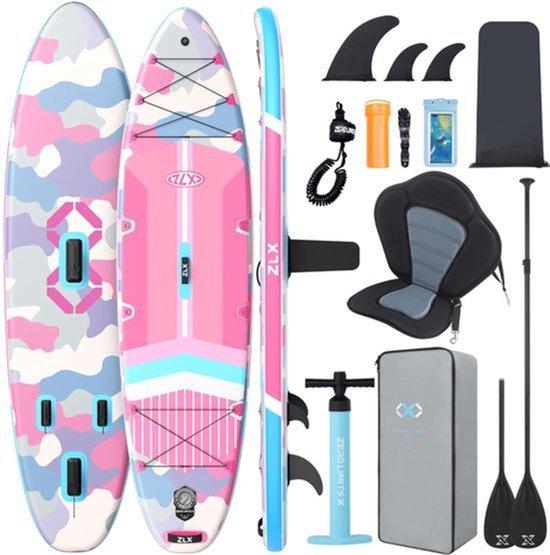 Stand-Up-Paddleboard, Rosa Tarnmuster - 350 x 89 cm - Tragfähigkeit: 250 kg - Kunststoff - Für Anfänger und Erwachsene