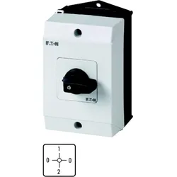 Eaton 207121 Spannungs-Strommesserschalter, T0, 20 A, Aufbau, 3 Baueinheit(en), Kontakte: 6, 90 °, rastend, mit 0-Stellung, 0-1-0-2, Abwicklungs Nr.