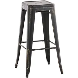 Décoshop26 - Stapelbarer Barhocker mit Fußstütze Industriedesign schwarzes und goldenes Metall 10_0000036